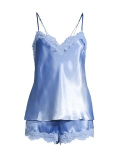 Короткая пижама Madelyn из атласа и кружева In Bloom, синий