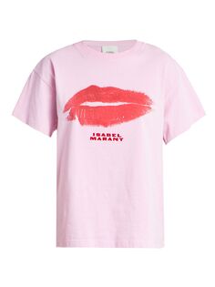 Хлопковая футболка с рисунком Yates Isabel Marant, розовый