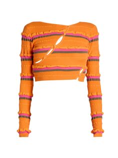 Полосатый свитер Tordu с вырезами Jacquemus, оранжевый
