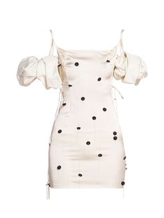 Украшенное мини-платье с открытыми плечами Jacquemus, белый