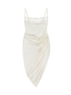 Атласное мини-платье асимметричного кроя Saudade Jacquemus, белый