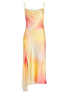 Платье-комбинация из шелкового шармеза с принтом Jason Wu Collection, разноцветный