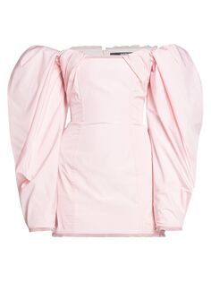 Корсетное мини-платье из тафты с открытыми плечами Jacquemus, розовый
