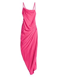 Платье макси без рукавов с драпировкой Jacquemus, розовый