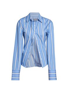 Рубашка в полоску Ruban с пуговицами спереди Jacquemus, синий