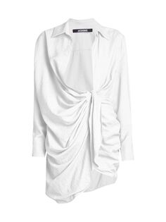 Асимметричное мини-платье с драпировкой Jacquemus, белый