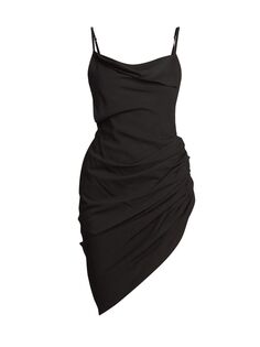 Асимметричное мини-платье с драпировкой Jacquemus, черный