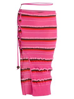 Полосатая юбка-миди в рубчик Jacquemus, розовый