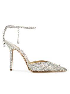 Туфли-лодочки Saeda 100MM Crystal Hotfix Jimmy Choo, слоновая кость