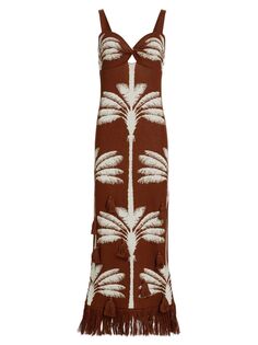 Украшенное жаккардовое платье миди Nativa Under The Tropics Johanna Ortiz, коричневый