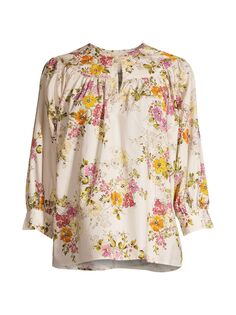 Блуза Isabella с цветочным принтом и рукавами три четверти Johnny Was, разноцветный