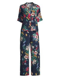 Пижамный комплект из двух предметов Brooklyn с цветочным принтом Johnny Was, разноцветный