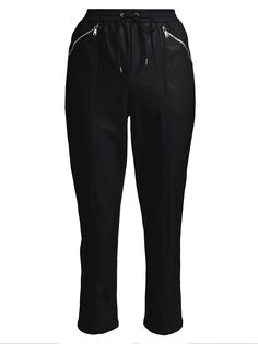 Фиолетовые брюки из эластичной искусственной кожи Jonathan Simkhai Standard, черный