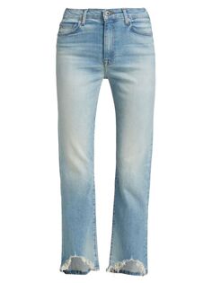Эластичные прямые джинсы River с высокой посадкой и эффектом потертости Jonathan Simkhai Standard, винтаж