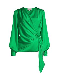 Атласная блузка с драпировкой Ines Karmamia, зеленый
