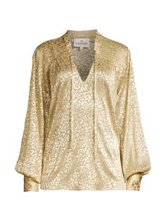 Блуза Blanche с эффектом металлик и леопардовым принтом Karmamia, золотой