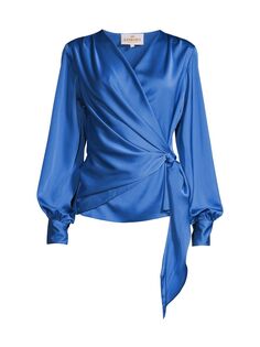 Атласная блузка с драпировкой Ines Karmamia, синий