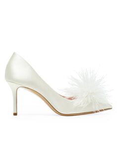 Атласные туфли-лодочки Marabou с перьями kate spade new york, слоновая кость