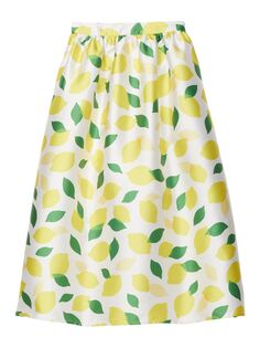 Расклешенная юбка-миди с лимонным принтом kate spade new york, кремовый