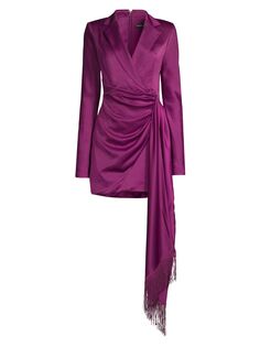 Драпированное атласное мини-платье с запахом Lavish Alice, фиолетовый