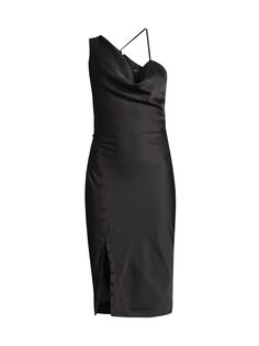 Атласное коктейльное платье на одно плечо Lavish Alice, черный