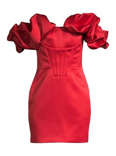 Атласное мини-платье с открытыми плечами Lavish Alice, красный