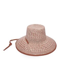 Соломенная шляпа от солнца с плоским верхом Brielle Check Lele Sadoughi