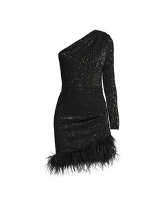Мини-платье с блестками и отделкой перьями Lavish Alice, черный