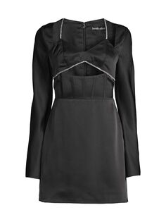 Бархатное атласное мини-платье с вырезами Lavish Alice, черный