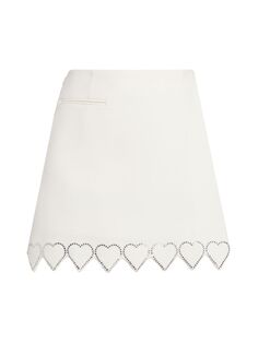 Шерстяная мини-юбка Crystal Hearts MACH &amp; MACH, слоновая кость