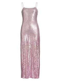 Великолепное платье с вышивкой пайетками LoveShackFancy, розовый
