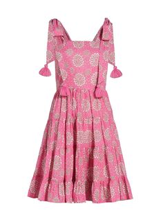 Ярусное мини-платье Kiara с цветочным принтом MILLE, розовый