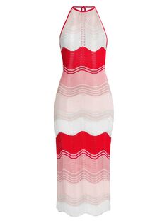 Трикотажное платье-миди с цветными блоками и лямкой на шее Milly, розовый