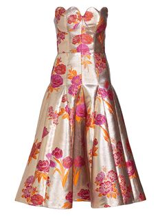 Платье миди Nicolette с металлическим цветочным принтом Markarian, серебряный