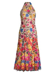 Платье Penelope с цветочной вышивкой на бретелях Milly, разноцветный