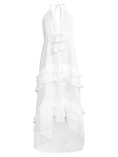 Платье макси Odalia из хлопка с оборками Milly, белый
