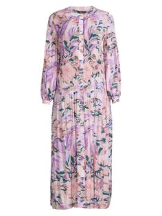 Плиссированное платье макси с заниженной талией и цветочным принтом Misook, разноцветный