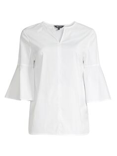 Блузка из поплина с расклешенными рукавами Misook, белый