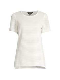 Полосатая футболка с прозрачной текстурой Misook, белый