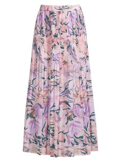 Плиссированная длинная юбка с цветочным принтом Misook, разноцветный