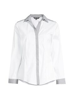 Рубашка из эластичного хлопка в полоску с отделкой Misook, белый
