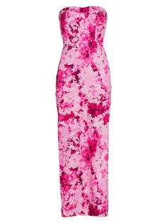 Платье макси без бретелек Faille с цветочным принтом ML Monique Lhuillier