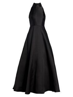 Атласное бальное платье с лямкой на шее ML Monique Lhuillier, черный