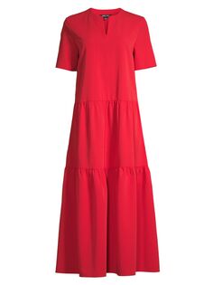 Многоярусное платье макси Misook, красный