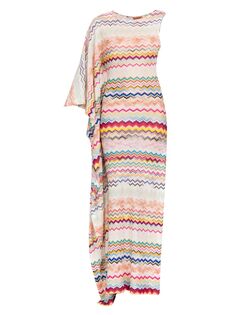 Длинное платье с асимметричным узором Chevron Missoni, разноцветный