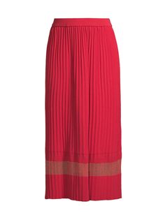 Плиссированная вязаная юбка-миди Misook, красный