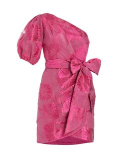 Коктейльное платье из жаккарда из органзы на одно плечо ML Monique Lhuillier, розовый