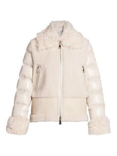 Кожаный пуховик Gaillands Moncler, белый