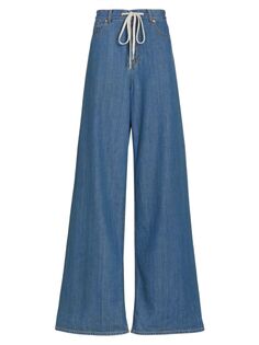 Широкие джинсы с высокой посадкой и завязками на талии MM6 Maison Margiela, синий