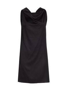 Драпированное мини-платье с рукавом-рубашкой MM6 Maison Margiela, черный